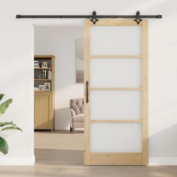 Schiebetür Natur 93 x 211 cm Massivholz Kiefer und Glas