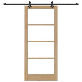 Schiebetür Natur 93 x 211 cm Massivholz Kiefer und Glas