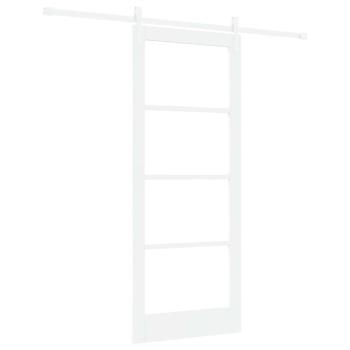 Schiebetür 83 x 202 cm Massivholz Kiefer und Glas Weiß
