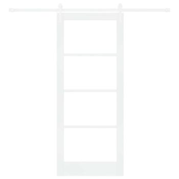 Schiebetür 83 x 202 cm Massivholz Kiefer und Glas Weiß