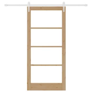 Schiebetür Natur 93 x 202 cm Massivholz Kiefer und Glas