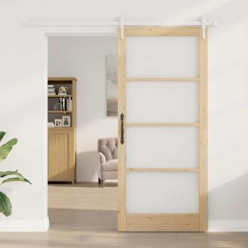 Schiebetür 93 x 211 cm Massivholz Kiefer und Glas Natur
