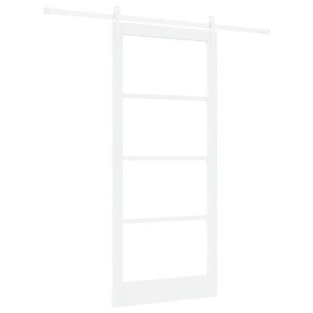 Schiebetür 93 x 211 cm Massivholz Kiefer und Glas Weiß