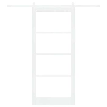 Schiebetür 93 x 211 cm Massivholz Kiefer und Glas Weiß