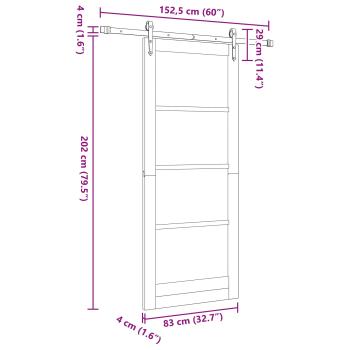 Schiebetür ORKDAL Weiß 83 x 202 cm Massivholz Kiefer und Glas
