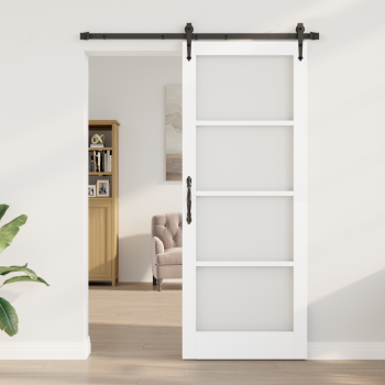 Schiebetür ORKDAL Weiß 83 x 211 cm Massivholz Kiefer und Glas