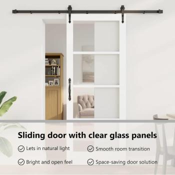 Schiebetür ORKDAL Weiß 83 x 211 cm Massivholz Kiefer und Glas
