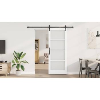 Schiebetür ORKDAL Weiß 83 x 211 cm Massivholz Kiefer und Glas