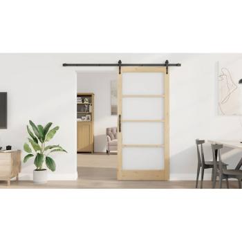 Schiebetür ORKDAL Natur 93 x 202 cm Massivholz Kiefer und Glas