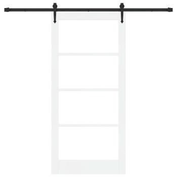 Schiebetür ORKDAL 93 x 202 cm Massivholz Kiefer und Glas Weiß