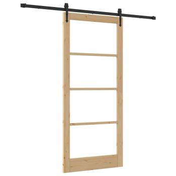 Schiebetür ORKDAL 93 x 211 cm Massivholz Kiefer und Glas Natur