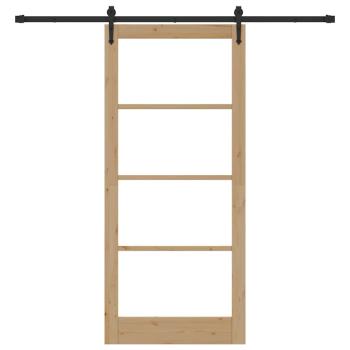 Schiebetür ORKDAL 93 x 211 cm Massivholz Kiefer und Glas Natur