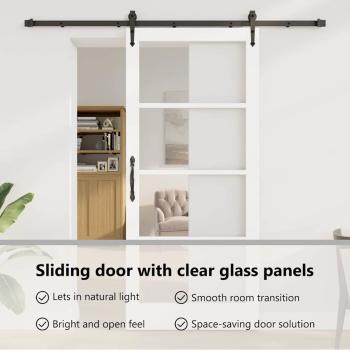 Schiebetür ORKDAL Weiß 93 x 211 cm Massivholz Kiefer und Glas