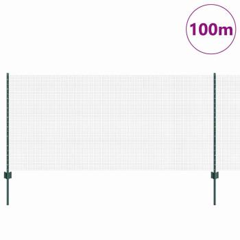 Geschweißter Drahtzaun mit Pfosten 100 x 1 m Grün Netz
