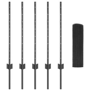 Zaun mit Pfosten Grau