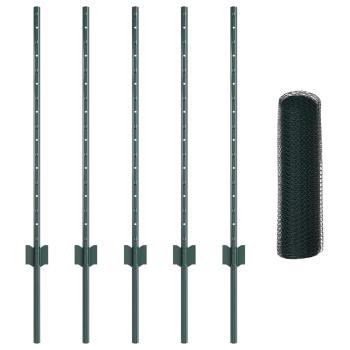 Sechseckzaun mit Pfosten 10 x 0,8 m PVC-beschichteter Stahl