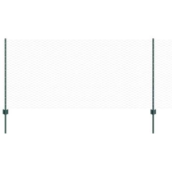 Sechseckzaun mit Pfosten 25 x 1 m PVC-beschichteter Stahl Grün