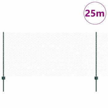 Sechseckzaun mit Pfosten 25 x 1 m PVC-beschichteter Stahl Grün