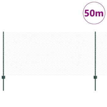 Sechseckzaun mit Pfosten 50 x 1 m PVC-beschichteter Stahl Grün