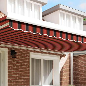 Ersatzvolant für Markise für 5 m Orangerot & braun gestreift