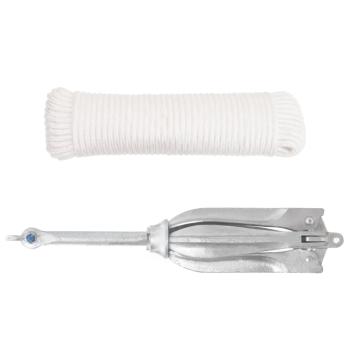 Klappanker mit Seil Silber 10 kg Feuerverzinktes Gusseisen