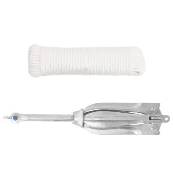 Klappanker mit Seil Silber 12 kg Feuerverzinktes Gusseisen