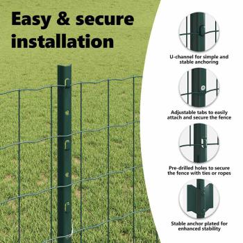 Zaun mit Pfosten Grün 0,8 x 10 m Stahl und PVC
