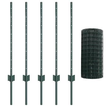 Euro-Zaun mit Pfosten 10 x 0,8 m PVC-beschichteter Stahl Grün