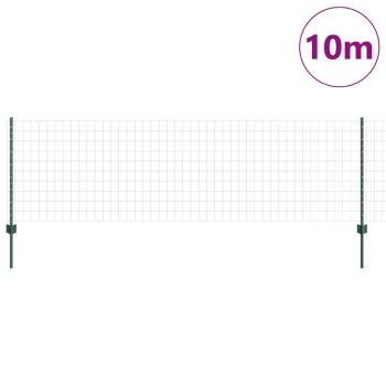 Euro-Zaun mit Pfosten 10 x 0,8 m PVC-beschichteter Stahl Grün