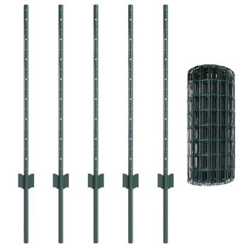 Euro-Zaun mit Pfosten 10 x 0,8 m PVC-beschichteter Stahl Grün