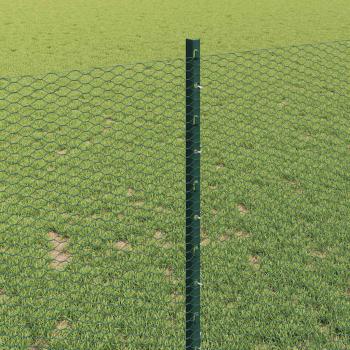 Sechseckzaun mit Pfosten 10 x 1 m PVC-beschichteter Stahl Grün