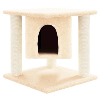 Kratzbaum mit Sisal-Kratzsäulen Creme 37 cm