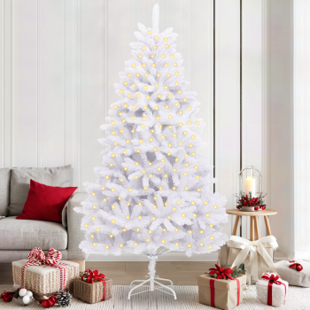 Künstlicher Weihnachtsbaum Weiß 210 cm PVC und Metall