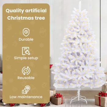 Künstlicher Weihnachtsbaum Weiß 210 cm PVC und Metall