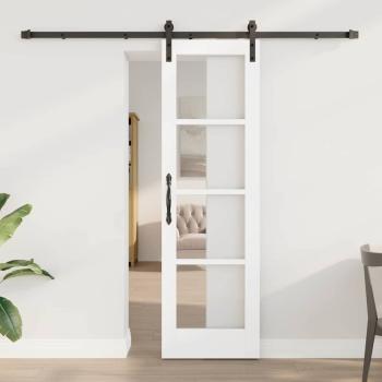 ARDEBO.de - Schiebetür ORKDAL Weiß 61 x 198,5 cm Massivholz Kiefer und Glas