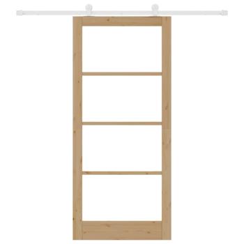 Schiebetür ORKDAL 93 x 211 cm Massivholz Kiefer und Glas Natur
