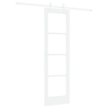 Schiebetür 61 x 198,5 cm Massivholz Kiefer und Glas Weiß