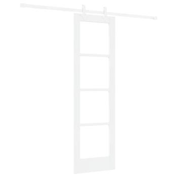 Schiebetür 61 x 198,5 cm Massivholz Kiefer und Glas Weiß