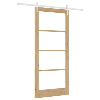 Schiebetür 93 x 211 cm Massivholz Kiefer und Glas Natur
