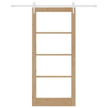 Schiebetür 93 x 211 cm Massivholz Kiefer und Glas Natur
