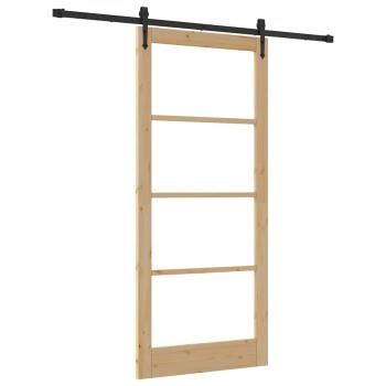 Schiebetür 93 x 211 cm Massivholz Kiefer und Glas