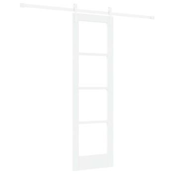 Schiebetür 61 x 198,5 cm Massivholz Kiefer und Glas Weiß