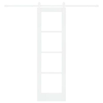 Schiebetür 61 x 198,5 cm Massivholz Kiefer und Glas Weiß
