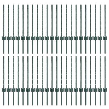 Zaunpfosten 44 pcs Grün 100 cm Stahl