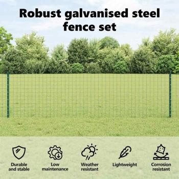 Zaunpfosten 44 pcs Grün 100 cm Stahl