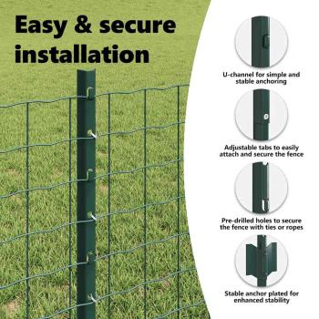 Zaunpfosten 44 pcs Grün 100 cm Stahl