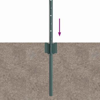 Zaunpfosten 44 pcs Grün 100 cm Stahl