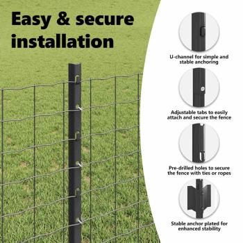 Zaunpfosten 44 pcs Grau 120 cm Stahl