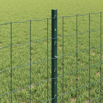 Zaun mit Pfosten Grün 0,6 x 25 m Stahl und PVC