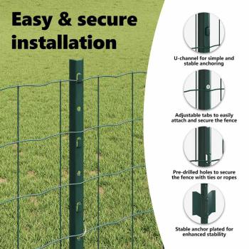 Eurozaun mit Pfosten 25 x 0,8 m PVC-beschichteter Stahl Grün